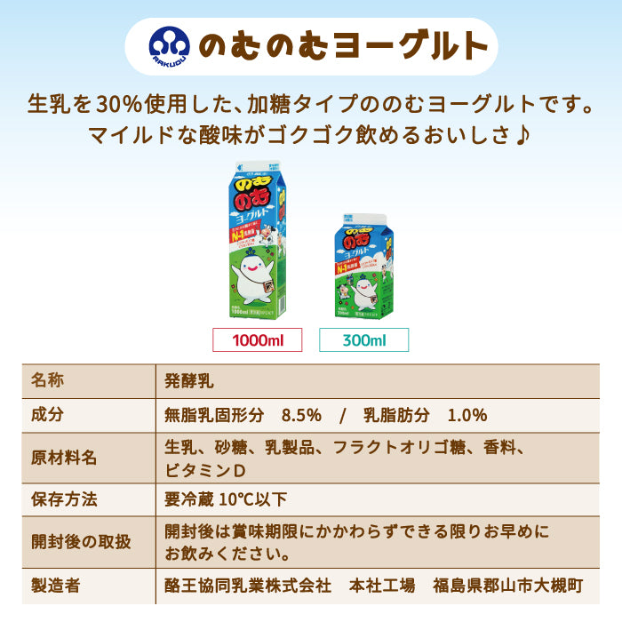 【3人シェア買いでお得】酪王協同乳業300ml　ALLセット（カフェオレ・いちご・紅茶・フルーツ・牛乳・のむのむヨーグルト　各2本） (クール便)