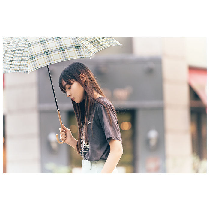 【2トーンチェック/ホワイト・長傘】 傘 レディース 長傘 通販 晴雨兼用 日傘 uvカット おしゃれ かわいい ブランド because ビコーズ 58cm 手開き 雨傘 雨晴兼用傘 かさ 婦人傘 アンブレラ 母の日 ギフト