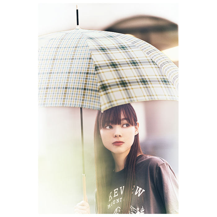 【2トーンチェック/ホワイト・長傘】 傘 レディース 長傘 通販 晴雨兼用 日傘 uvカット おしゃれ かわいい ブランド because ビコーズ 58cm 手開き 雨傘 雨晴兼用傘 かさ 婦人傘 アンブレラ 母の日 ギフト