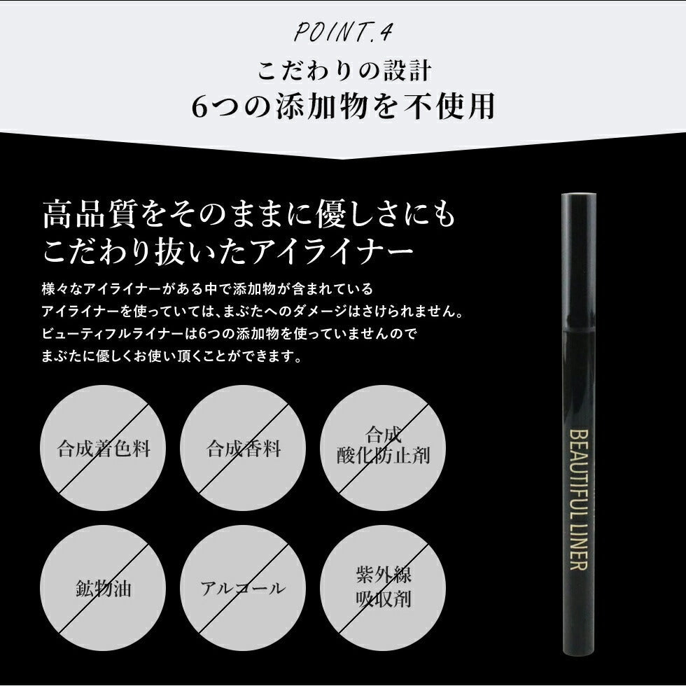 【ブラック×2本セット】アイライナー ビューティフル ライナー ブラック ウォータープルーフ 楽天1位 ピコモンテ 0.5ml 極細毛 アイメイク お湯でオフ 美容成分配合 まつげ コシ ハリ コスメ 化粧品 美容 メイク  ゆうパケット 送料込み