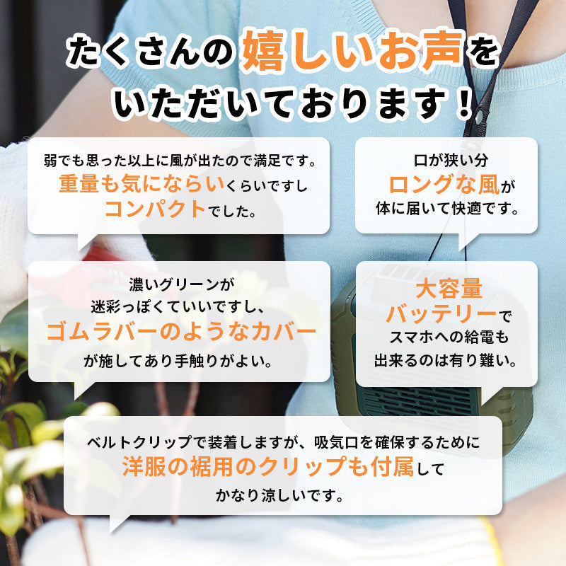 ベルトファン TOHO [RELICIA] ハンズフリーベルトファン RLC-BF60 最大14時間 携帯扇風機 腰掛扇風機 首掛扇風機 ポータブルファン ミニ扇風機 モバイルバッテリー 6000mAh アウトドア レジャー 屋外 PSE認証
