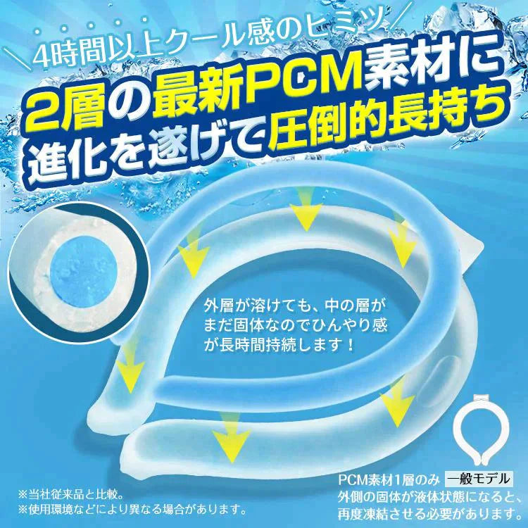 【Lサイズ ブルー 2個セット】［ネックリングセール］爽快リングW 2層構造 28℃ 凍結 クール 長持ち 熱中症対策 ny623【ゲリラセール】