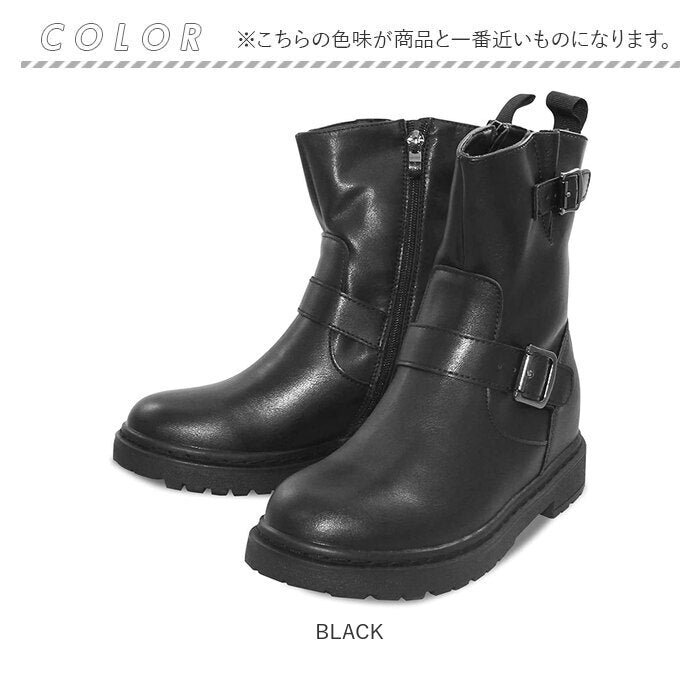 【BLACK・38(24cm)】 ブーツ レディース 通販 ショートブーツ エンジニアブーツ bullet jam バレットジャム BJ-18112 ワークブーツ ブランド ブラック 黒 ミドル丈ブーツ インヒール カジュアルシューズ