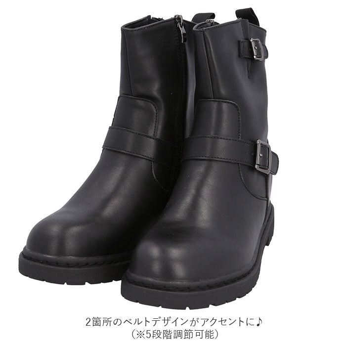 【BLACK・38(24cm)】 ブーツ レディース 通販 ショートブーツ エンジニアブーツ bullet jam バレットジャム BJ-18112 ワークブーツ ブランド ブラック 黒 ミドル丈ブーツ インヒール カジュアルシューズ