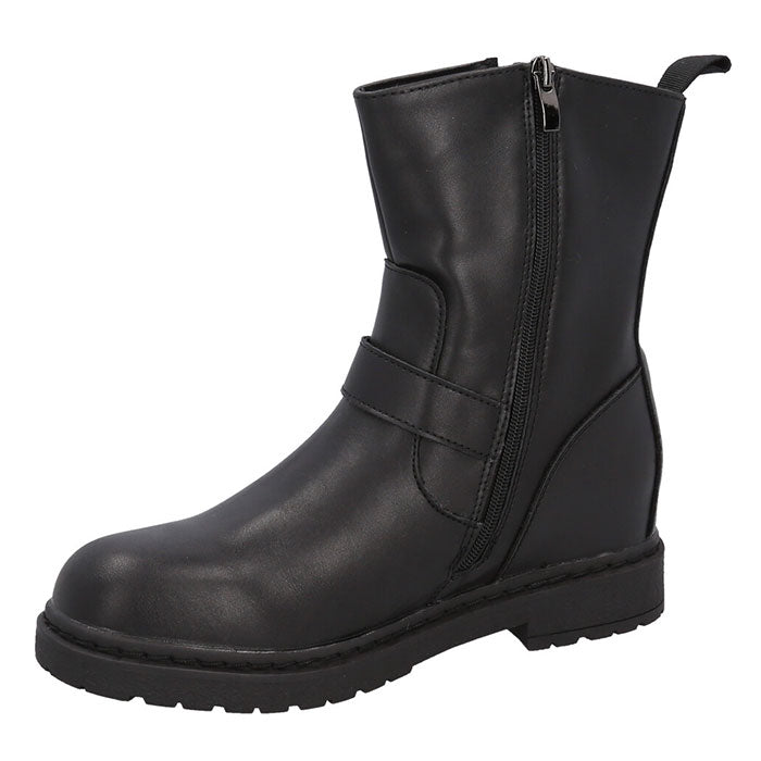 【BLACK・38(24cm)】 ブーツ レディース 通販 ショートブーツ エンジニアブーツ bullet jam バレットジャム BJ-18112 ワークブーツ ブランド ブラック 黒 ミドル丈ブーツ インヒール カジュアルシューズ
