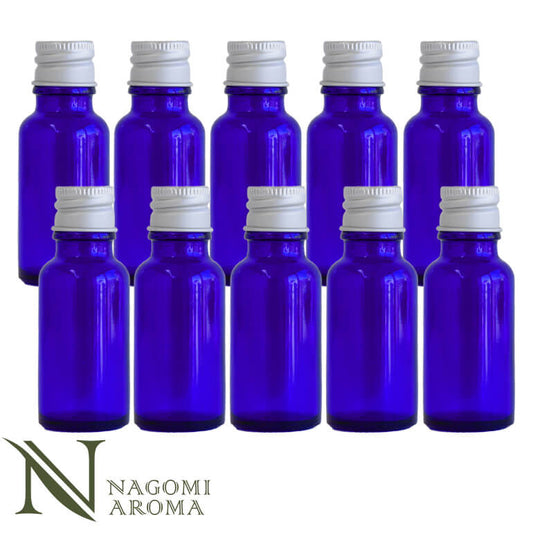 遮光瓶 20ml（ブルー） 10本セットシルバーキャップ　ヴァーティカルドロッパー