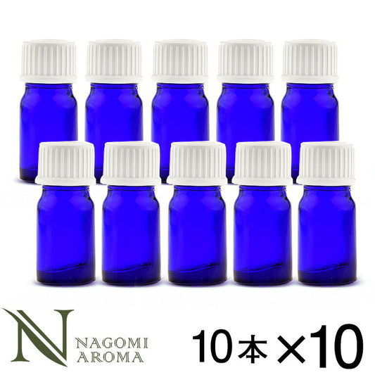 遮光ビン 5ml（ブルー） 100本セット 白キャップ＆ヴァーティカルドロッパー 【送料無料】 【 遮光瓶 ガラス瓶 薬瓶 保存 アロマオイル エッセンシャルオイル キャリアオイル 精油 香水 手作り コスメ ハンドメイド 蓋付 コバルト 】
