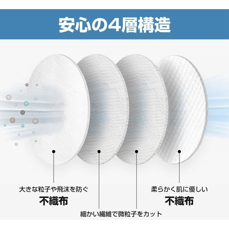 子供用サイズ（ホワイト）マスク 韓国風 柳葉型  50枚 10枚入包装 大人 子ども 立体マスク 口紅が付きにくい 4層フィルター 小顔効果 不織布 男女兼用 送料無料