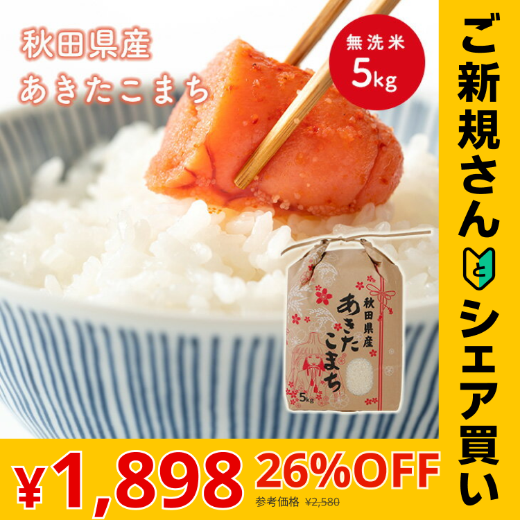 【ご新規さんとシェア買い】【無洗米5ｋｇ】令和4年産　秋田県産　あきたこまち　5ｋｇ　米びつ当番【天鷹唐辛子】プレゼント付き　米　5ｋｇ　無洗米　送料無料