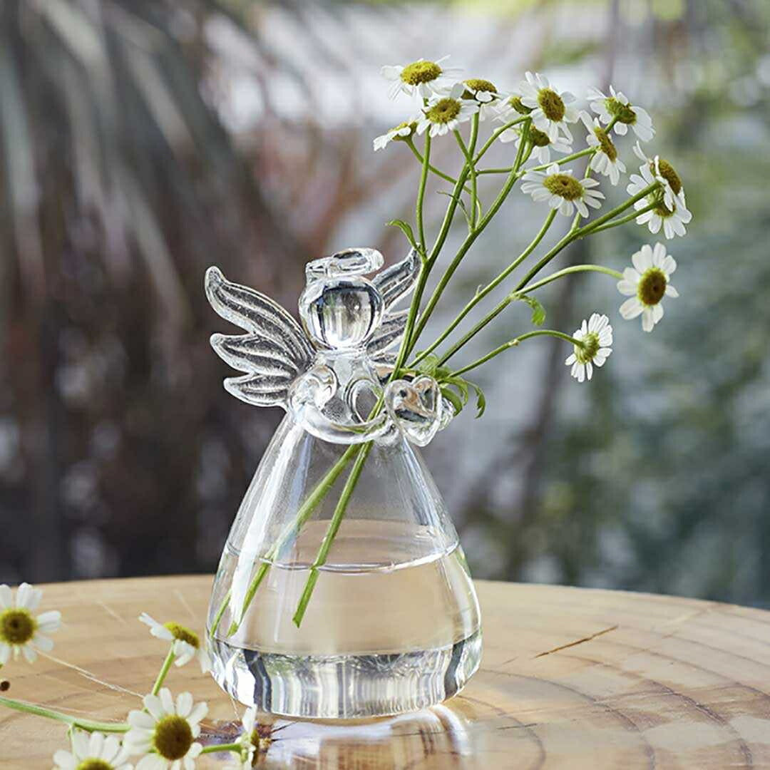 花瓶 天使 透明 ガラス クリア 花器 卓上花瓶 ブーケスタンド 水耕栽培 個性的 透明な花瓶 革新的 インテリア 飾り 工芸品 丸型 フラワーベース Flower 一輪挿し ドライフラワー 北欧 ミニサイズ おしゃれ 生け花 造花 華 置物