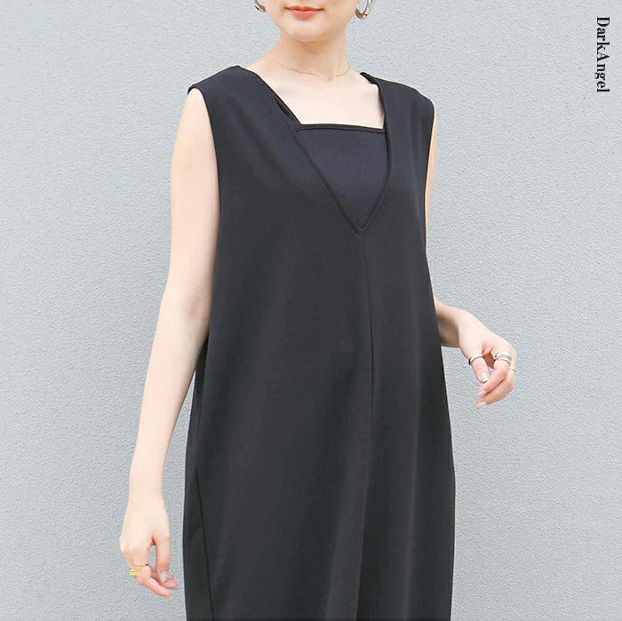 【超得ハイパーSALE】ポンチ素材ジャンパースカート（ブラック/Lサイズ）