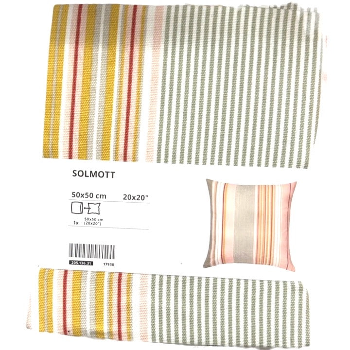 イケア SOLMOTT ソルモット クッションカバー  50x50cm ピンク マルチカラー/ストライプ IKEA