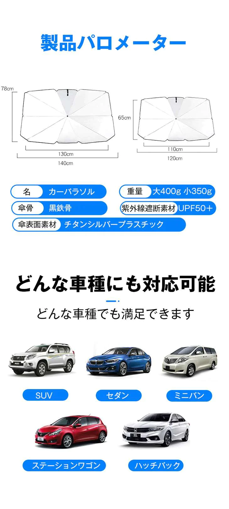 【S】選べる2size サンシェード フロントガラス 傘式 パラソル 傘型 フロントサンシェード 車用 折りたたみ傘 日除け 日よけ uv 紫外線カット コンパクト 紫外線対策 遮光 断熱 収納便利 車サンシェード 車保護 車用 フロントカバー カーサンシェード 車種汎用 収納ポーチ付き