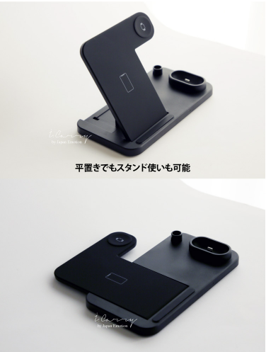 【3人シェア買いでお得】(ブラック)4in1 マルチ ワイヤレス充電器 　 iPhone12 pro AirPods 第2世代まで Apple Watch SE 6 5 4 3 2 1 対応  充電器 12mini ワイヤレス 充電器 iPhone11 XR iPhoneSE3  Galaxy XPERIA 充電器 Qi 急速充電 送料無料  BAT103