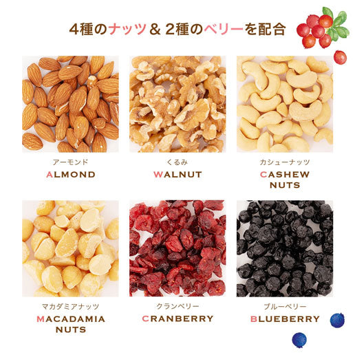 【3人シェア買いでお得】500g ラッキーベリーナッツ (250g×2) 無塩 ナッツ くるみ カシューナッツ アーモンド クランベリー ワイルドブルーベリー