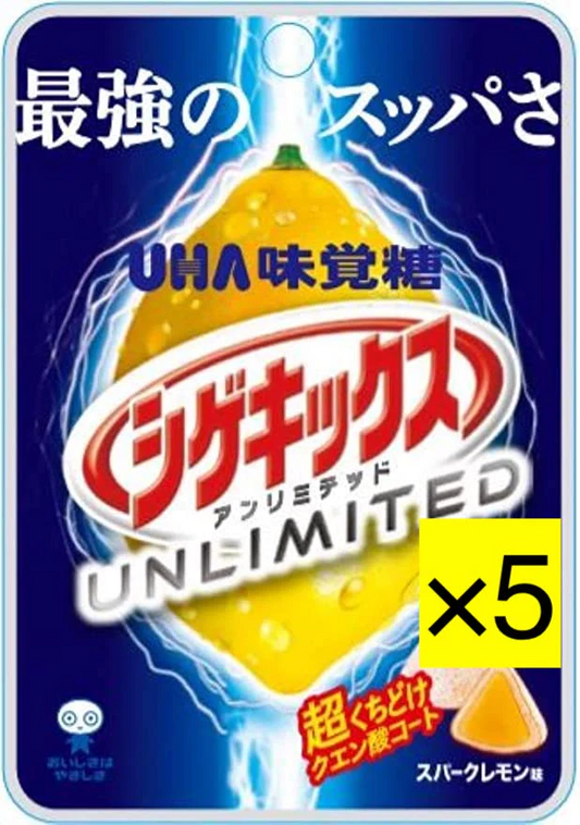 【たっぷり5個+おまけ付き！】UHA味覚糖 シゲキックス UNLIMITED スパークレモン 20g　※
