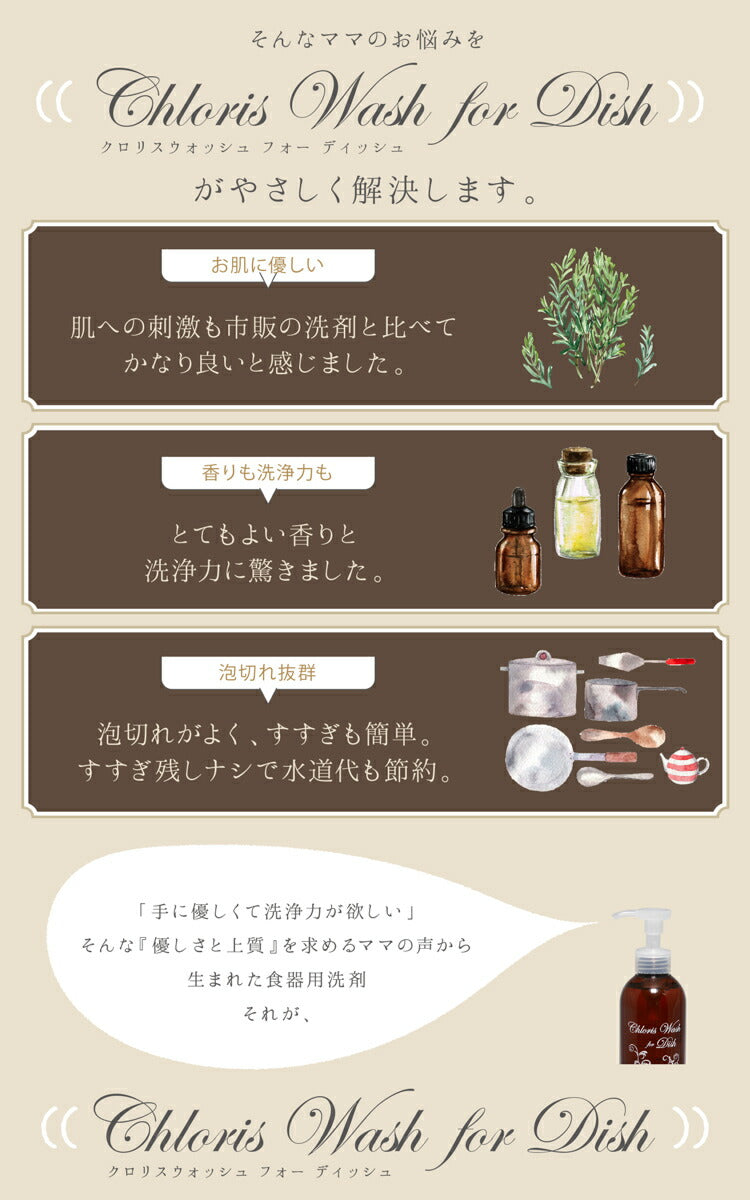 『Chloris Wash for Dish 詰替え用 1000ml』 手 肌 に やさしい 食器用洗剤