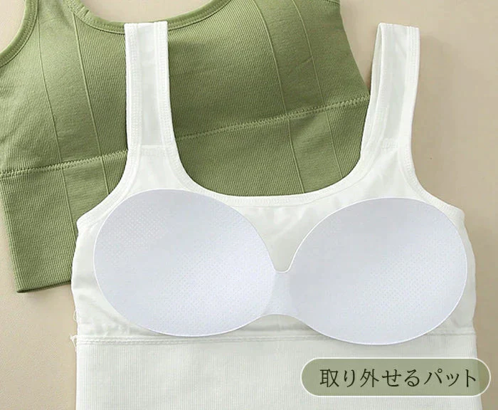 パット付きシームレスブラトップ（ホワイト/FREEサイズ）