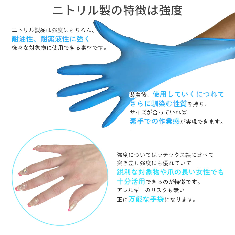 【MEDIKオリジナル】 ニトリル手袋 100枚入り 食品衛生法適合品 粉なしタイプ XS