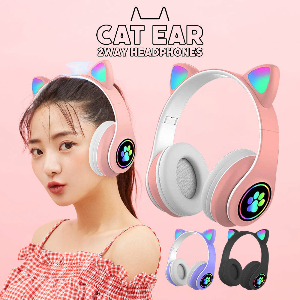 ねこみみ2WAYヘッドホン BE-972 ピンク