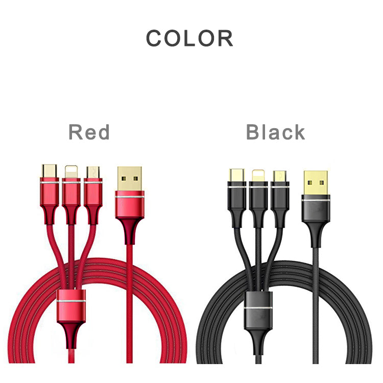 【カラー：ブラック】iPhone 充電 3in1ケーブル Lightning Micro USB Type-C
