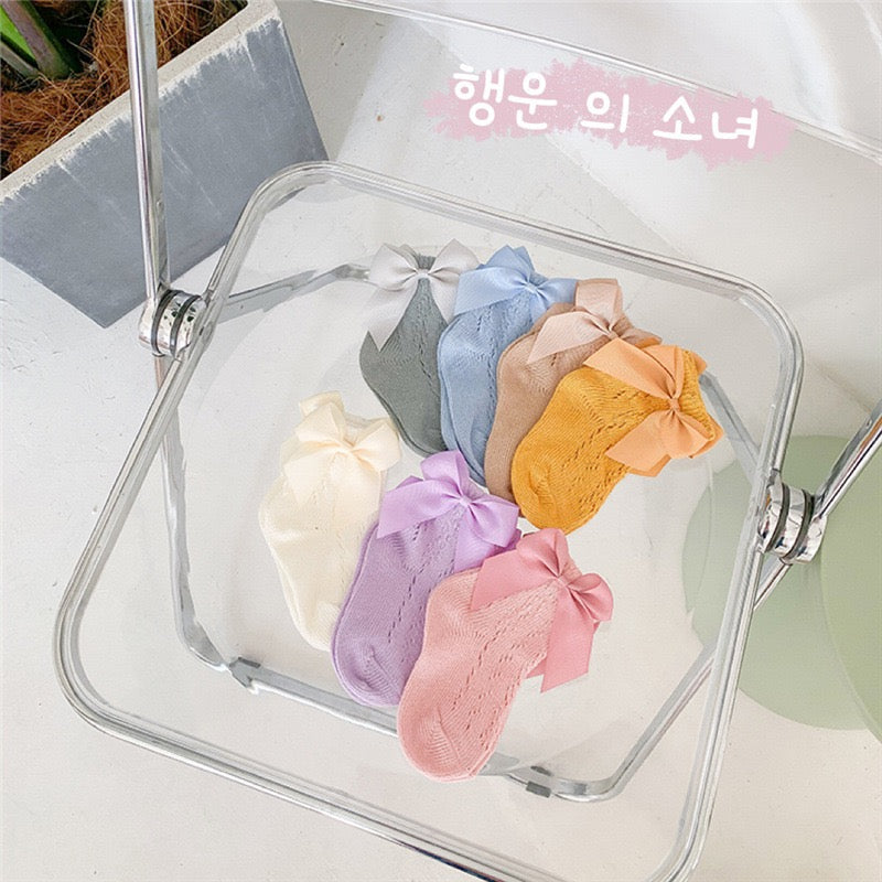 お徳3足セット 　M：15cm-18cm　（3歳ー5歳） 即納　子供　靴下　リボン　女の子　通気性　夏　ソックス　キッズ　発表会　韓国風　幼稚園　保育園