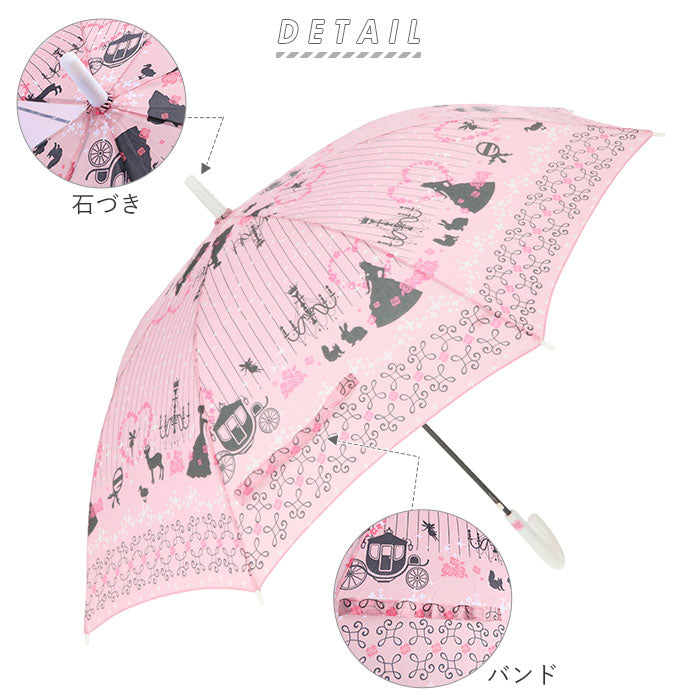 【ブルー・ＣＢ55737.ガーリーチェック】 子供 傘 55cm 女の子 通販 子供用 長傘 ジャンプ傘 子ども キッズ おしゃれ かわいい 小学生 こども 透明窓 雨傘 ピンク ネイビー ブルー プリンセス ワンタッチ かさ カサ