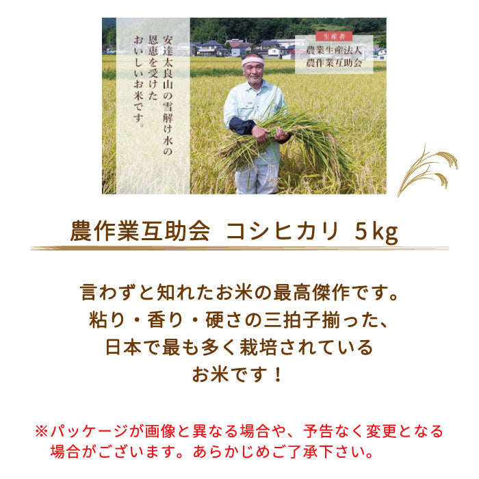 【3人シェア買いでお得】【令和4年産】【農業生産法人　農作業互助会のお米】 コシヒカリ5kg *