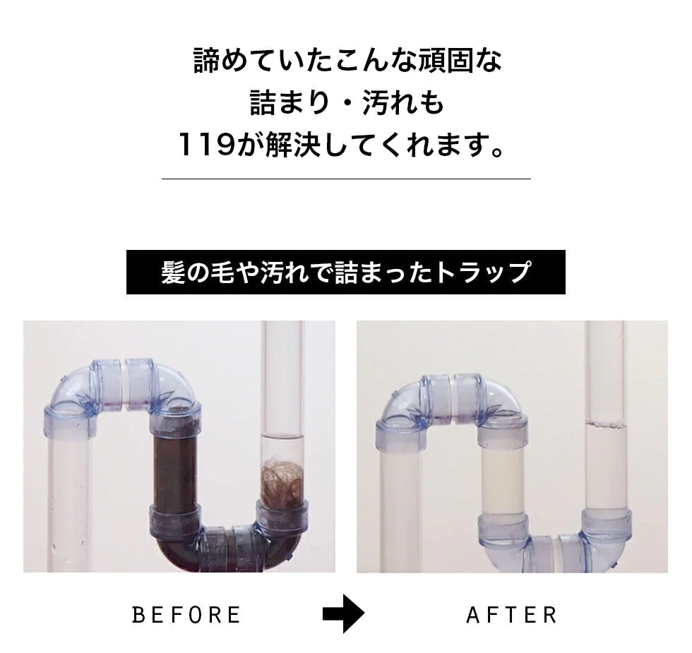 排水管 洗浄 パイプ119 500ml パイプのつまり解消 水道 洗面 お風呂 キッチン 髪の毛 つまり 強力 プロ仕様 排水 排水口 ヌメリ ぬめり