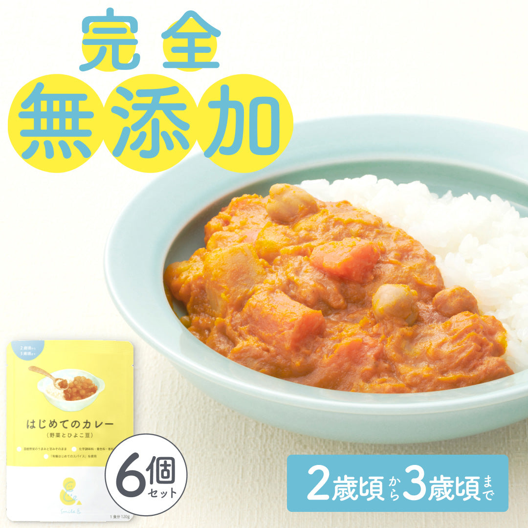 120g×6袋 レトルトカレー カレーレトルト はじめてのカレー（野菜とひよこ豆）【2歳頃～3歳頃まで】無添加 小麦粉不使用 国産素材 国産野菜 有機スパイス 辛味成分ゼロ カレーデビュー 具材たっぷり 辛くない 甘口 幼児食 こども用カレー 子供向けカレー 保存食 非常食