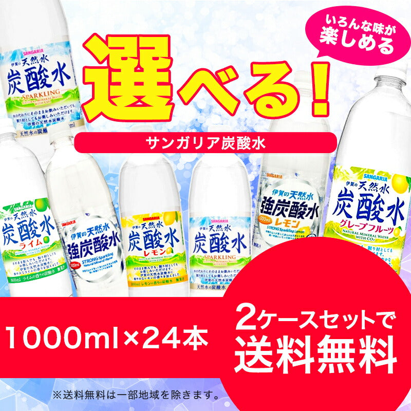 【送料無料】【2ケース】選べる サンガリア 天然水炭酸水 1L×2ケースセット (1000ml×24本)