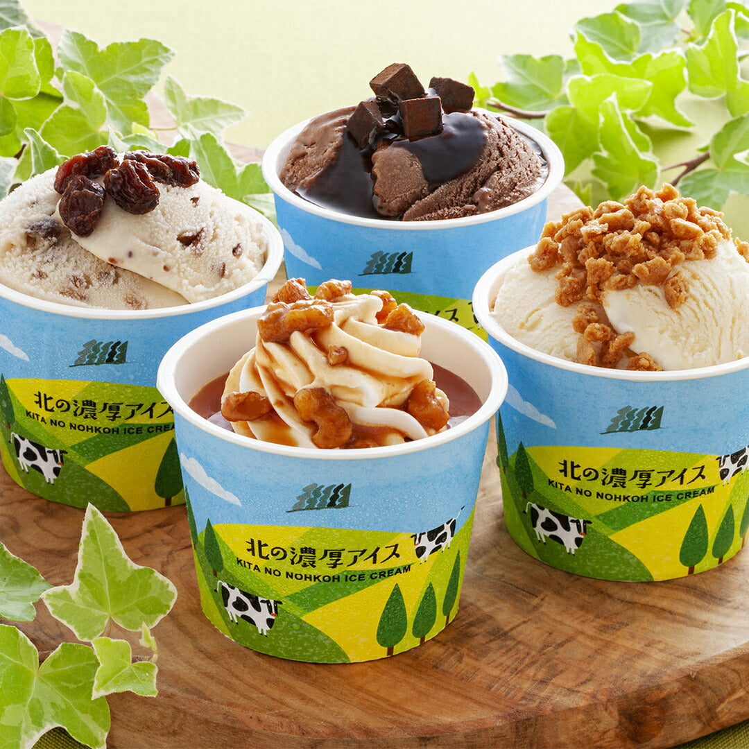 北海道150年ファーム 北の濃厚アイス アイスクーム 4種 チーズ 生チョコ キャラメル ラムレーズン スイーツ アイスクリーム チョコ ラムレーズン チーズ キャラメル おやつ 手土産 ギフト 贈り物 お取り寄せ グルメ  人気 ランキング おすすめ ※代引・離島配送不可