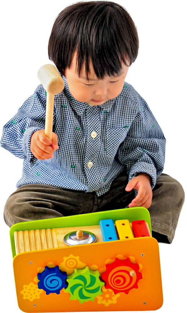 ★非掲載★ビジーベンチ&タワー 木製太鼓 知育玩具 おもちゃ 誕生日 プレゼント 子供 1歳 音楽 楽器 木製 ベビー 赤ちゃん 幼児 ギフト 出産祝い お祝 贈り物 人気 ランキング ※代引不可