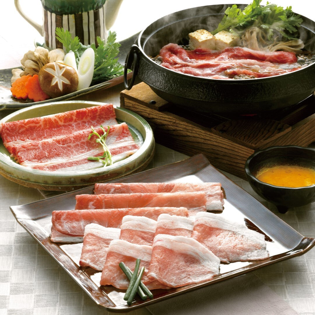 黒毛和牛と黒豚のすきやき肉 九州産 すきやき肉 もも肉 すき焼き用 黒毛和牛 黒豚 和牛 牛肉 豚肉 食べ比べ 赤身 サシ あっさり 鍋 冷凍 グルメ ギフト 贈り物 中元 歳暮 お取り寄せ 人気 おすすめ ランキング ※代引不可
