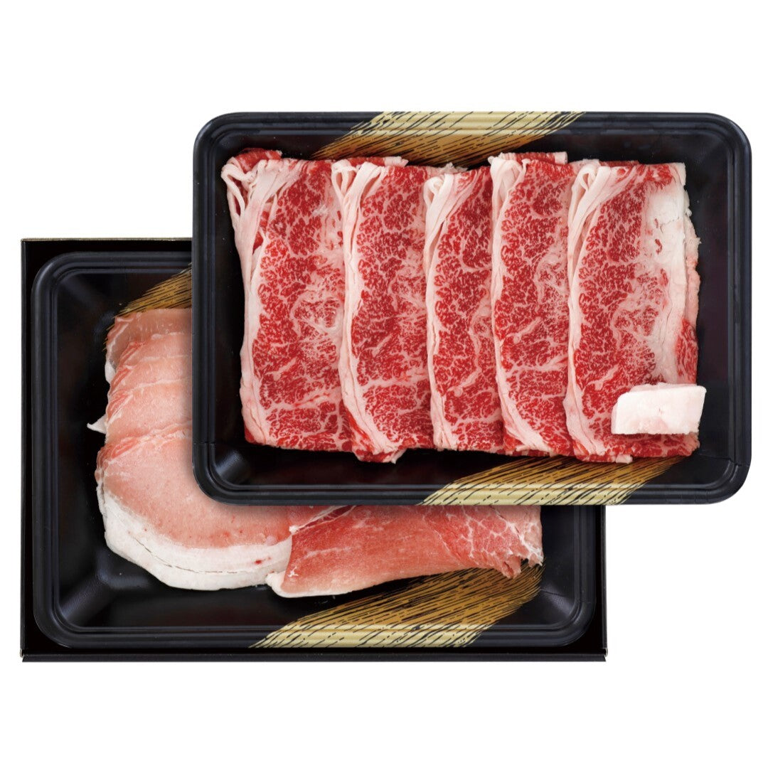 黒毛和牛と黒豚のすきやき肉 九州産 すきやき肉 もも肉 すき焼き用 黒毛和牛 黒豚 和牛 牛肉 豚肉 食べ比べ 赤身 サシ あっさり 鍋 冷凍 グルメ ギフト 贈り物 中元 歳暮 お取り寄せ 人気 おすすめ ランキング ※代引不可