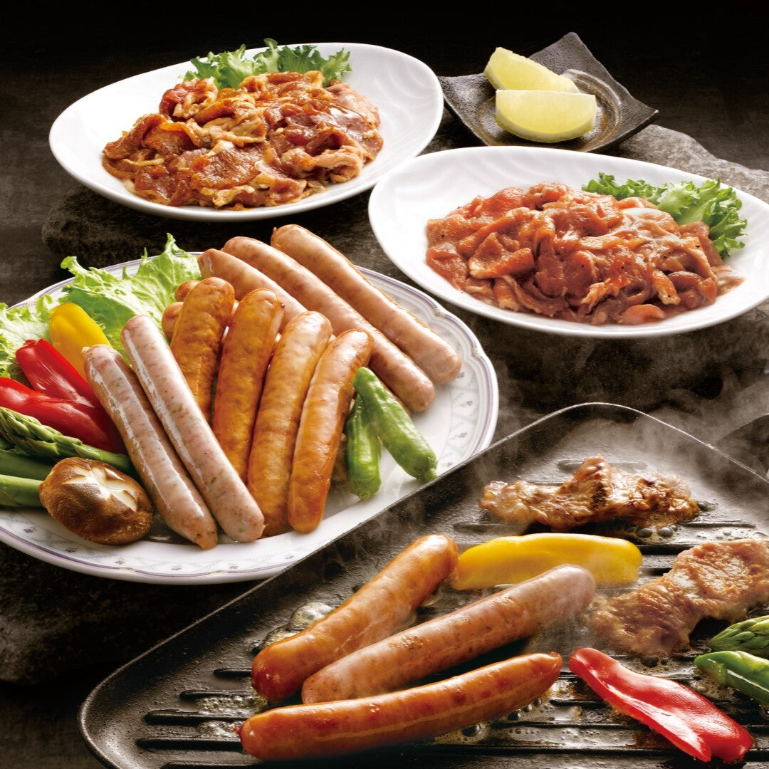 国産ポーク焼肉（味付）とソーセージセット 国産 国産豚肉 ポーク焼肉 ソーセージ プレーン ガーリック ハーブ 豚肉 ?油 しょうゆ 焼肉 焼き肉用 BBQ 焼肉 冷凍 グルメ ギフト 贈り物 お取り寄せ 人気 おすすめ ランキング ※代引不可