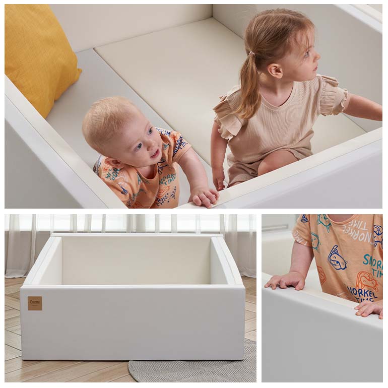 サークルマット 120×140×40cm グレー ベビーサークル ベビーゲート プレイヤード 床暖房対応 大きい プラスチック グレー ベビーマット 赤ちゃんマット リバーシブル お昼寝 防水 防音 厚 大判 折りたたみ ベビー Caraz ベビーフェンス ノンホルム 【保証付き】