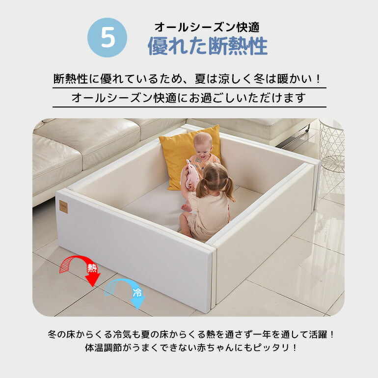 サークルマット 120×140×40cm グレー ベビーサークル ベビーゲート プレイヤード 床暖房対応 大きい プラスチック グレー ベビーマット 赤ちゃんマット リバーシブル お昼寝 防水 防音 厚 大判 折りたたみ ベビー Caraz ベビーフェンス ノンホルム 【保証付き】