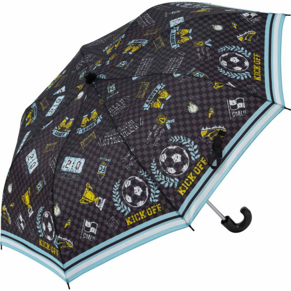 【キックオフブラック・折りたたみ傘】 折りたたみ傘 キッズ 50cm 通販 傘 かさ 50センチ 雨傘 アンブレラ 子供 子ども 女の子 女子 先が丸い かわいい 可愛い おしゃれ 中学生 小学生 通学 登校 小学校 高学年 置き傘 携帯