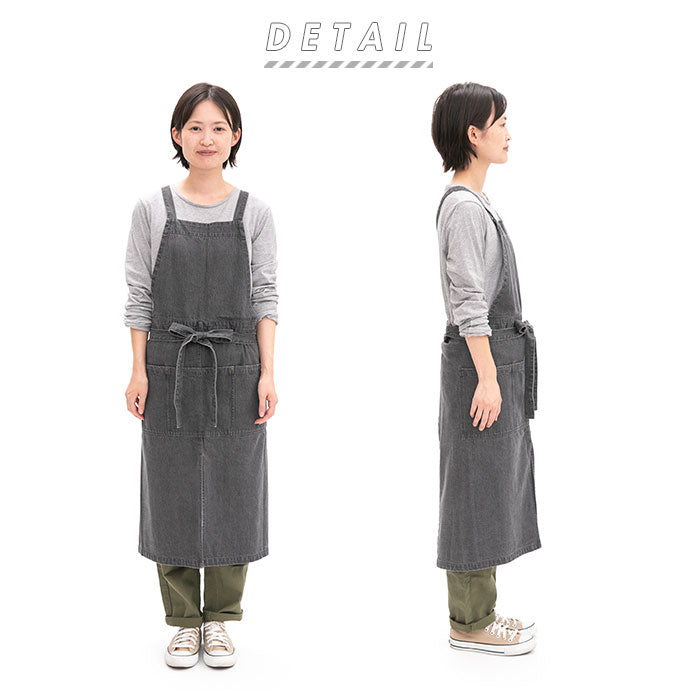 【グレー】 ココウォーク エプロン 通販 おしゃれ ナチュラル ワークエプロン 前結び メンズ 男女兼用 保育士 ブランド cocowalk オシャレ カフェ 飲食店 ユニフォーム デニム フリーサイズ