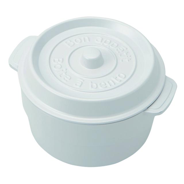 【ホワイト】 ランチボックス 通販 COCOPOT ミニココット型 弁当箱 2段 2段式 ボウル 鍋型 おしゃれ かわいい 530ml ラウンド 丸型 レンジ対応 どんぶり 食洗機対応 レッド オレンジ イエロー ブルー