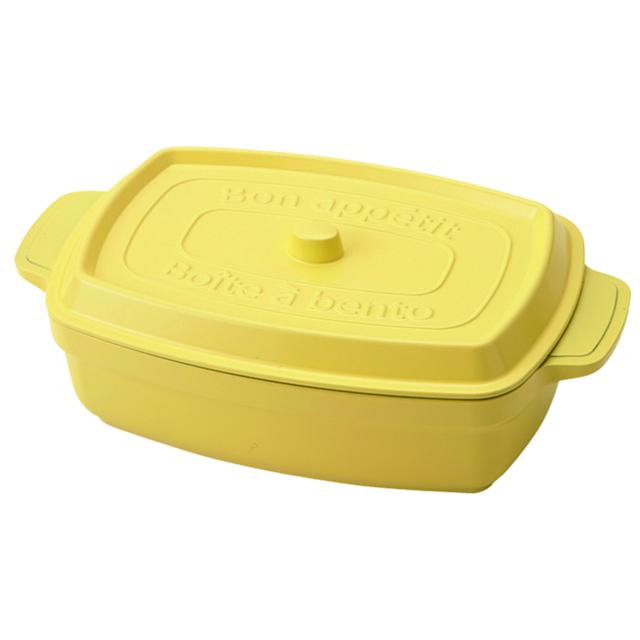 【ライトレモン】 弁当箱 600ml 通販 おしゃれ レディース 女性 ランチボックス 電子レンジ可 食洗機可 一段 ココット型 マーメイドブルー 水色 ブラック 黒 ライトレモン 黄色 ミント 緑 レッド 赤