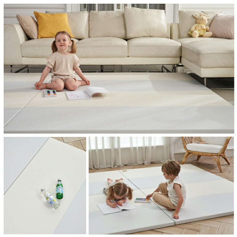 カラズマット 140×200cm グレー プレイマット 赤ちゃん ベビー おしゃれ 140 200 4cm ノンホルム 防炎 ベビーマット マット クッションマット リバーシブル 防水 防音 大判 折りたたみ お昼寝 マット フロアマット ベビー Caraz 床暖房対応 リバーシブル 【保証付き】