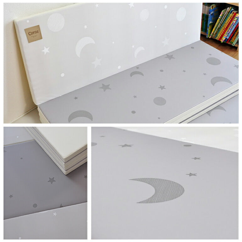 カラズマット 140×200cm ムーンスター プレイマット 赤ちゃん ベビー  防炎 フロアマット ベビーサークル ムーンスター 4段 星 折りたたみ 防水 出産祝い 防音  大判 ベビーマット マット 片付け Caraz 床暖房対応 リバーシブル 【保証付き】