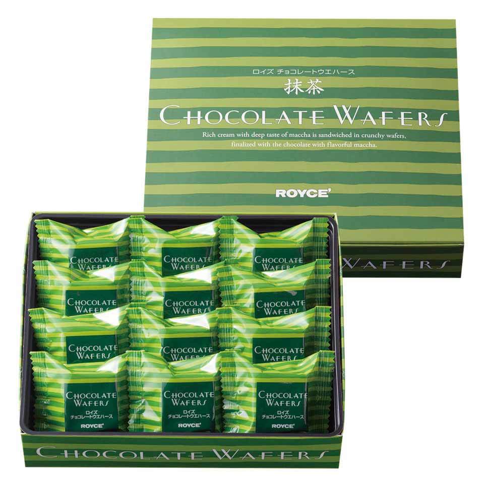 ロイズ チョコレートウエハース 抹茶 12個入 ROYCE 北海道 人気 お菓子 スイーツ コーティング 大ヒット 定番 / チョコレート クリスマス