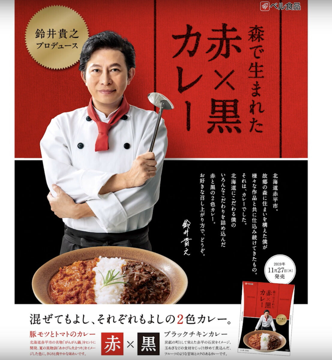 森で生まれた赤×黒カレー １人前200g×2個セット 北海道 お土産 カレー レトルト プレゼント ギフト メール便 送料無料 2色カレー プロデュース