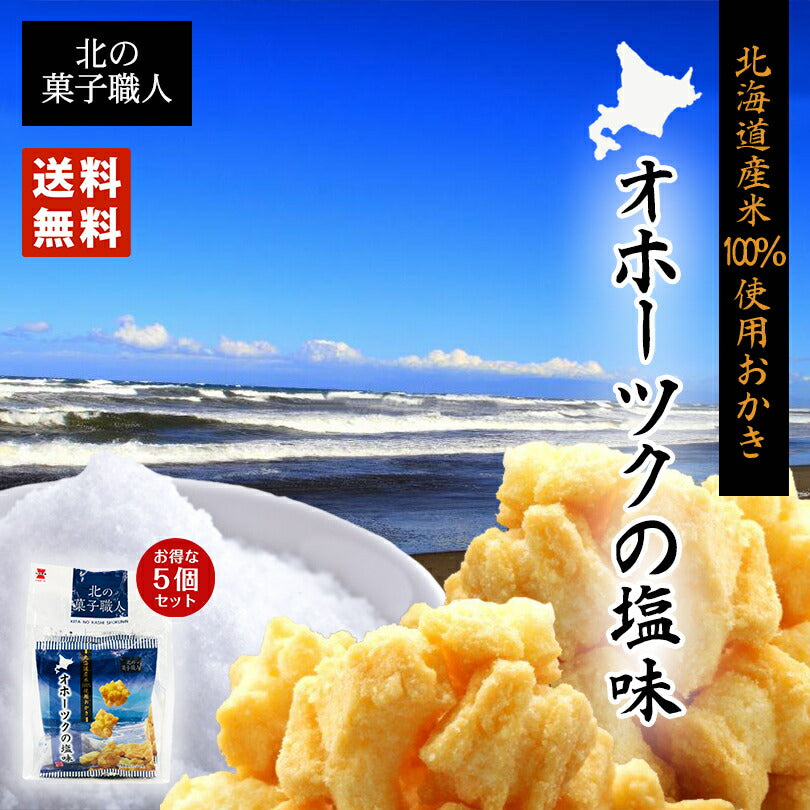 北の菓子職人　オホーツクの塩味 72ｇ（18ｇ×4)×5個セット お土産 お菓子 おかき プレゼント ギフト 北海道 オホーツク 塩