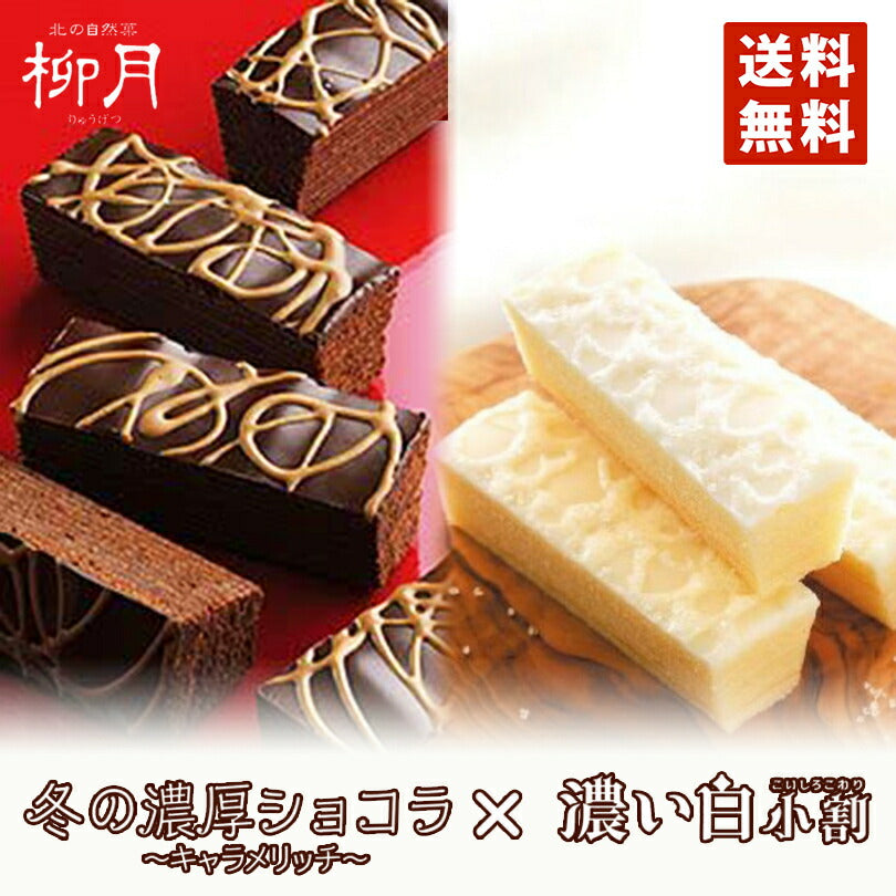 三方六の小割　冬の濃厚ショコラキャラメリッチ×濃い白小割 5本入×2個セット　柳月 メール便 送料無料 スイーツ バウムクーヘン ショコラ バレンタイン 北海道 ギフト 贈り物 内祝い プレゼント