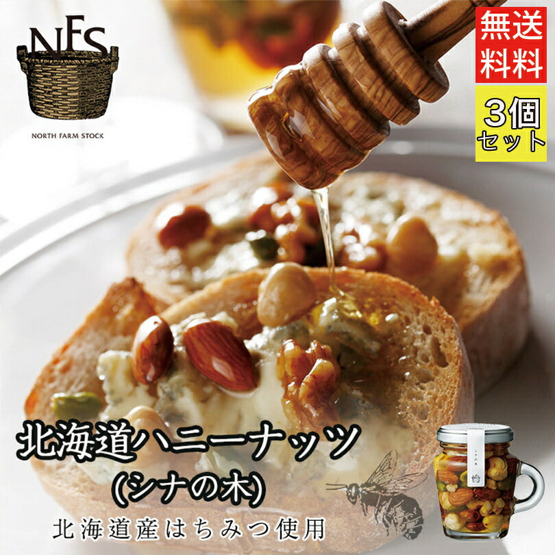 ノースファームストック 北海道ハニーナッツ ×3個セット 送料無料 NORTH FARM STOCK  北海道 シナの木 ハチミツ ナッツ アレンジ料理 お土産 手土産 贈り物 ギフト