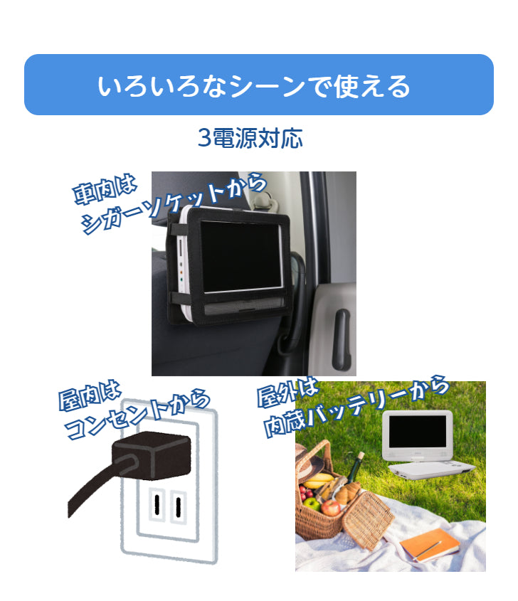 TOHO [DIXIA] 9インチ フルセグ ポータブルDVDプレーヤー DX-PDV923FSW ( DVD±R/RW/R CD-R/RW 対応 )
